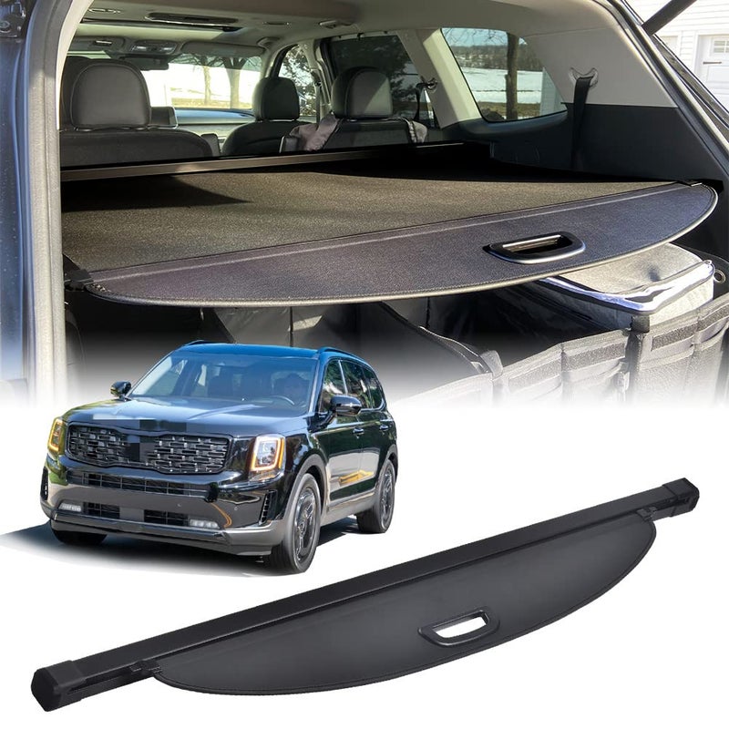 VeCarTech Cargo Security Shade Cover Compatible with Kia Telluride 2025 2024 2023 2022 2021 2020 Black Privacy Screen Retractable Rear Storage Waterproof Cargo Cover Luggage Security Shield Shade - Image 1